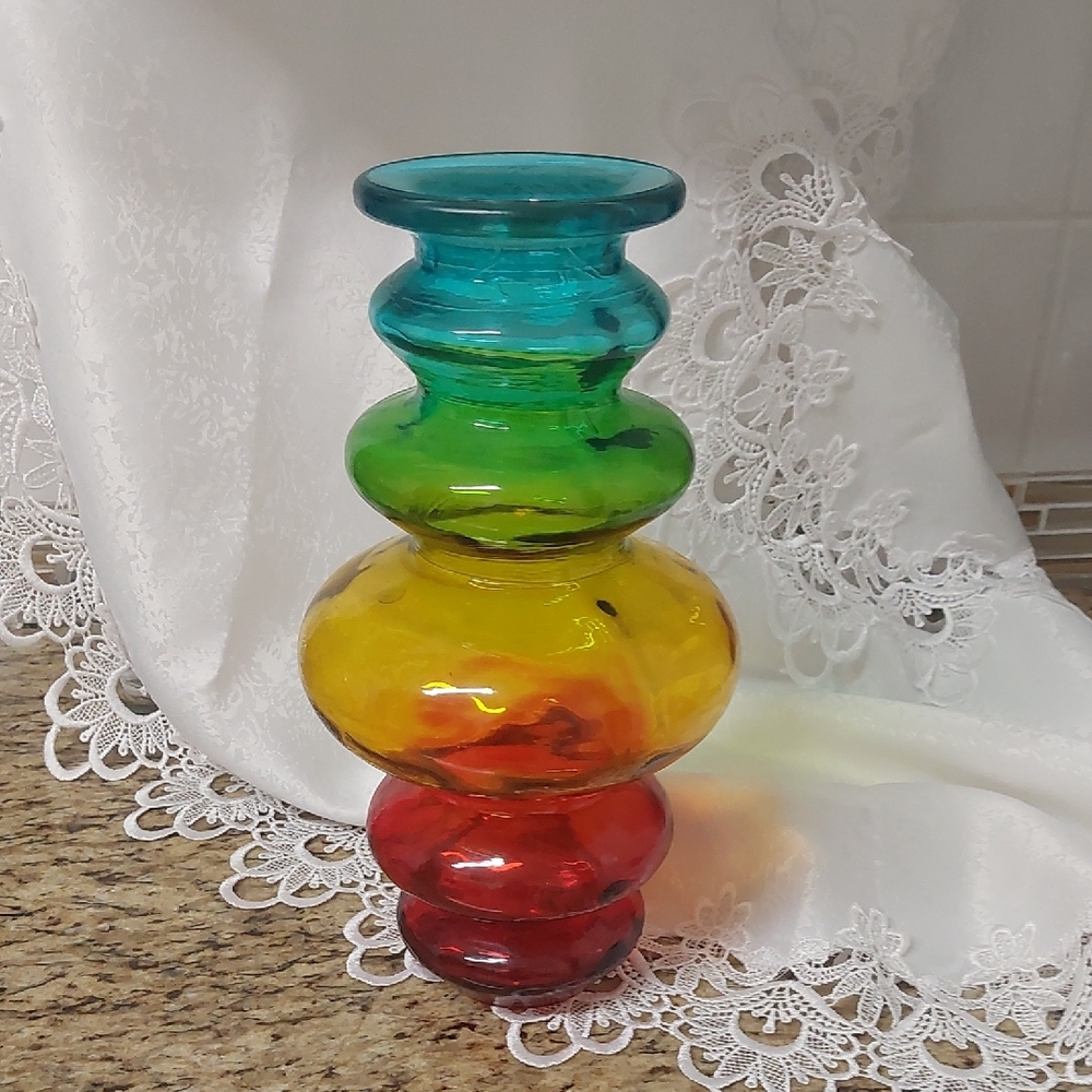 Multicolor Glass Vase, Maide In Spain